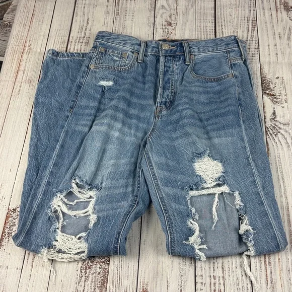 Aeropostale Destroyed button fly blue jeans Size 6 - Picture 4 of 12